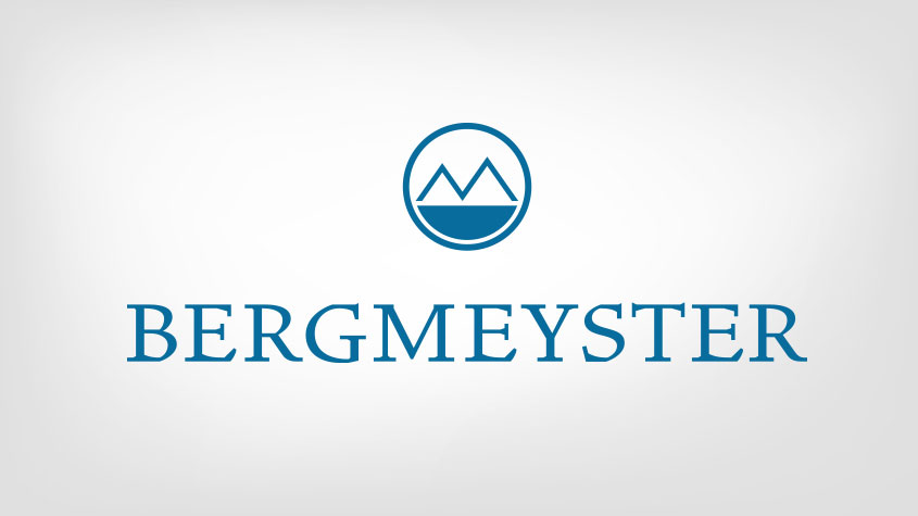 Bergmeyster-Logo: ein Kreissymbol mit stilisiertem Gebirge über dem Schriftzug „Bergmeyster“.