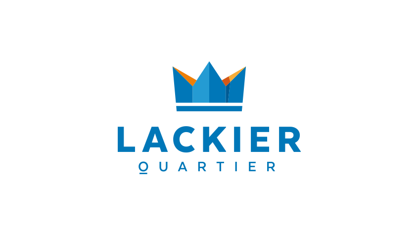 Lackierquartier-Logo: eine stilisierte blaue Krone über dem Schriftzug „Lackierquartier“.
