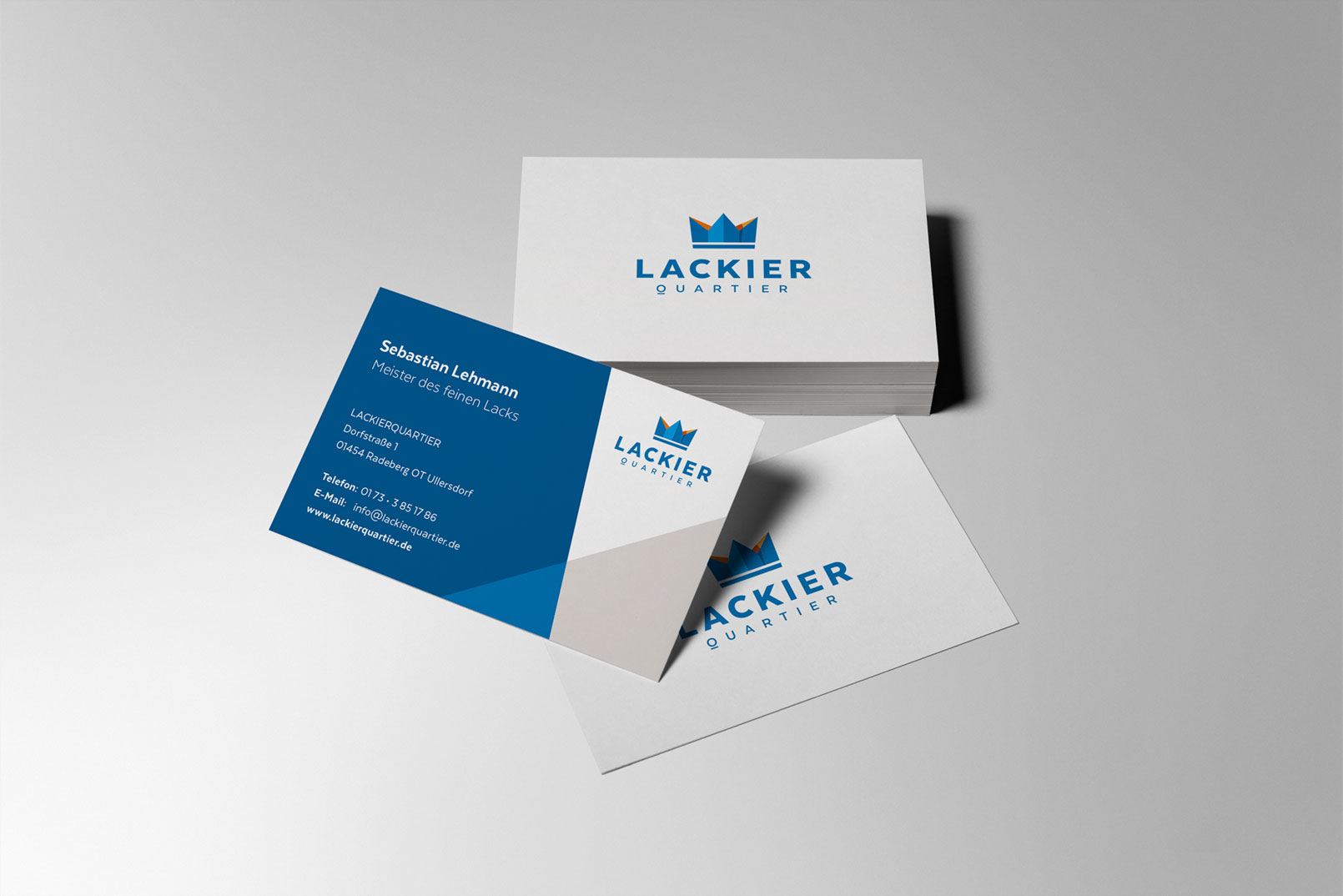 Visitenkarten des Lackierquartiers im einheitlichen Corporate Design.