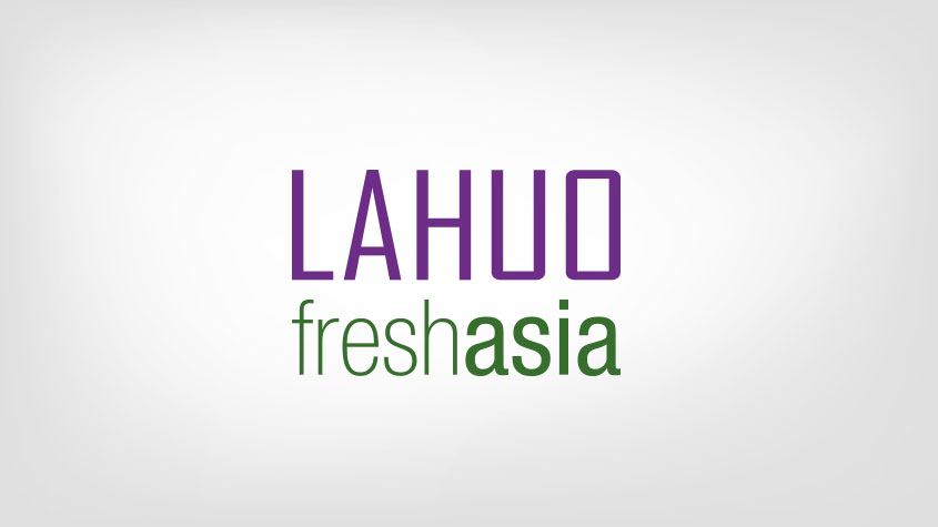 Lahuo-freshasia-Logo: der Schriftzug „Lahuo“ in Violett über „freshasia“ in Grün.