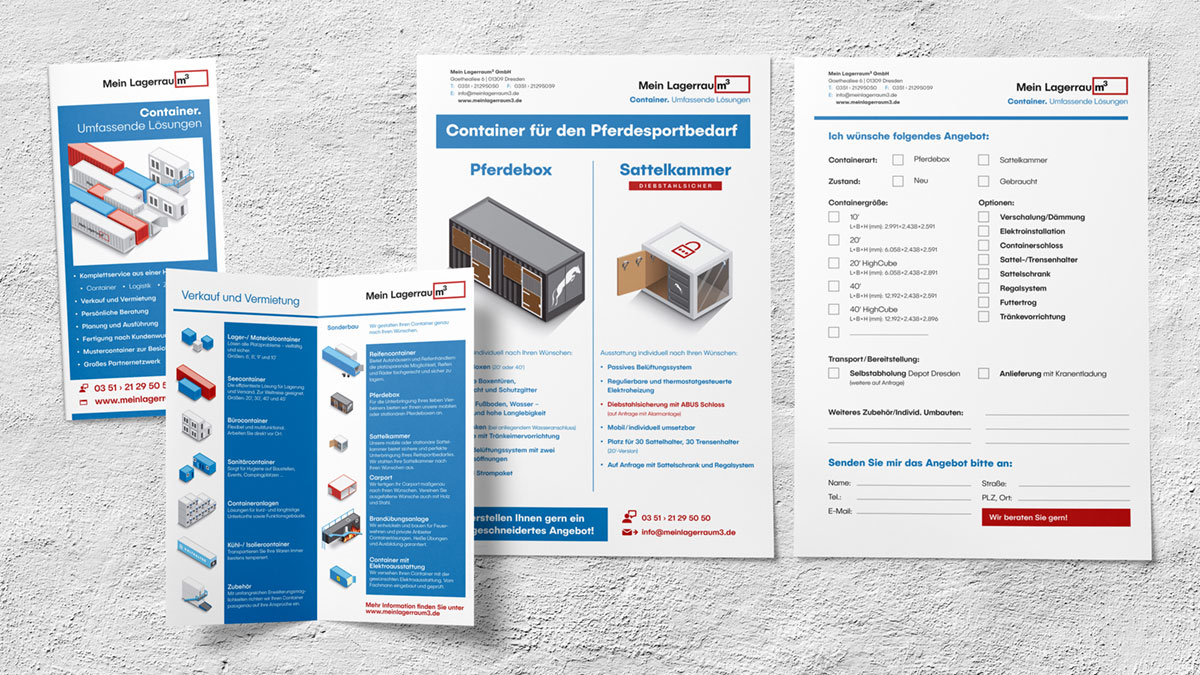 Flyer und Datenblätter von Mein Lagerraum mit Preisen und Lagergrößen.