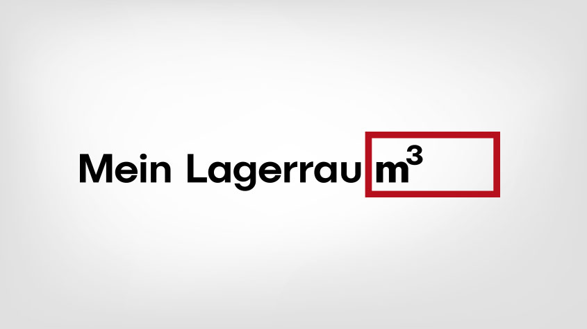 Logo von Mein Lagerraum auf Geschäftspapier: der Schriftzug „Mein Lagerraum“ neben einem roten m³-Symbol.