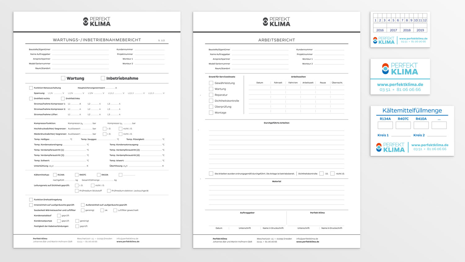 Formulare von Perfekt Klima im einheitlichen Corporate Design.